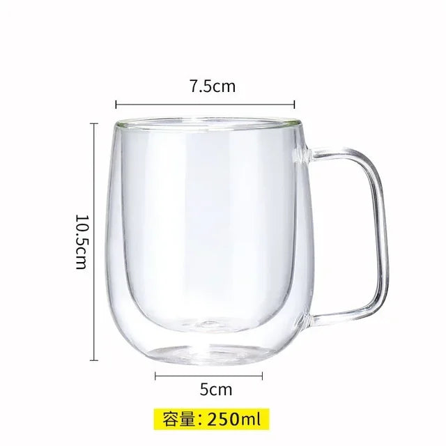 Double Wall Glass Cups: 80-450ml. Perfect for Hot and Cold Beverages.