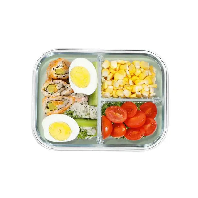 Multi-Grid Glass Lunch Box Food Storage and Meal Prep Container