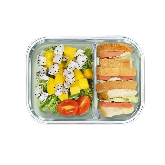 Multi-Grid Glass Lunch Box Food Storage and Meal Prep Container