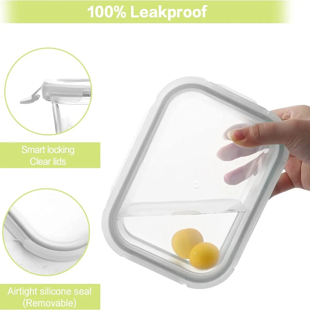 Multi-Grid Glass Lunch Box Food Storage and Meal Prep Container