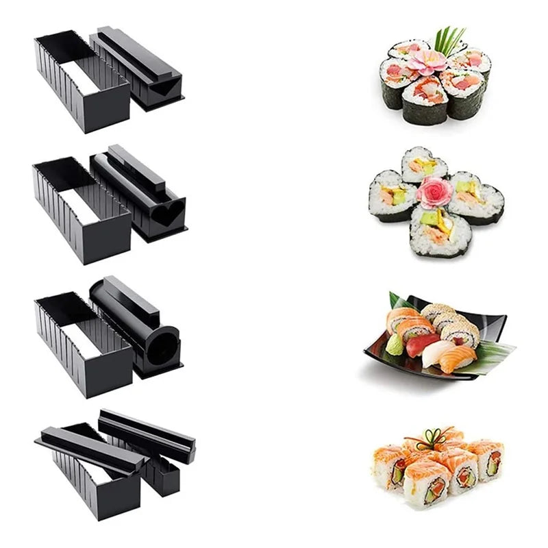 10-Piece Sushi Making Kit with Rice Ball and Cake Roll Molds