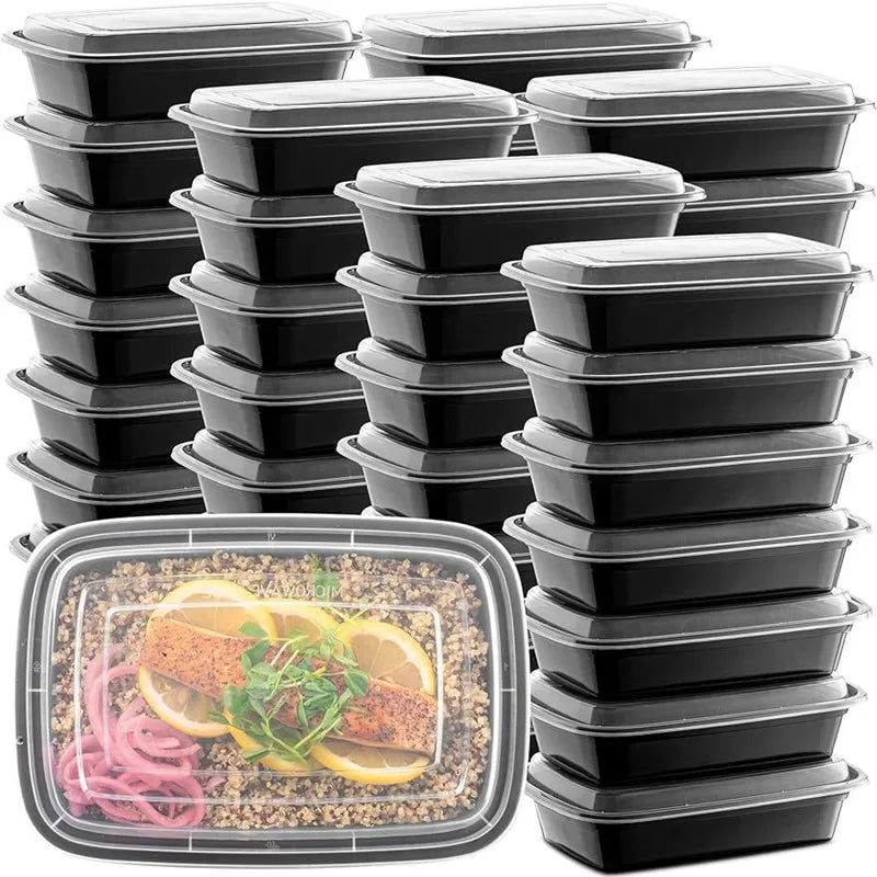 15-Pack Microwave-Safe Meal Prep Containers - Stackable, Disposable