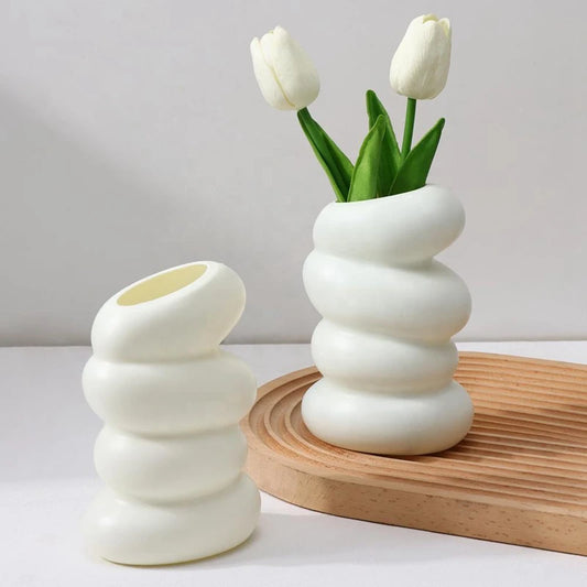 Plastic Spiral White Vase Flower Arrangement Container For Kitchen