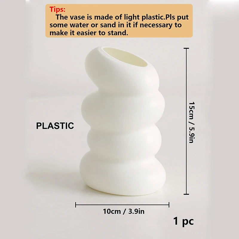 Plastic Spiral White Vase Flower Arrangement Container For Kitchen