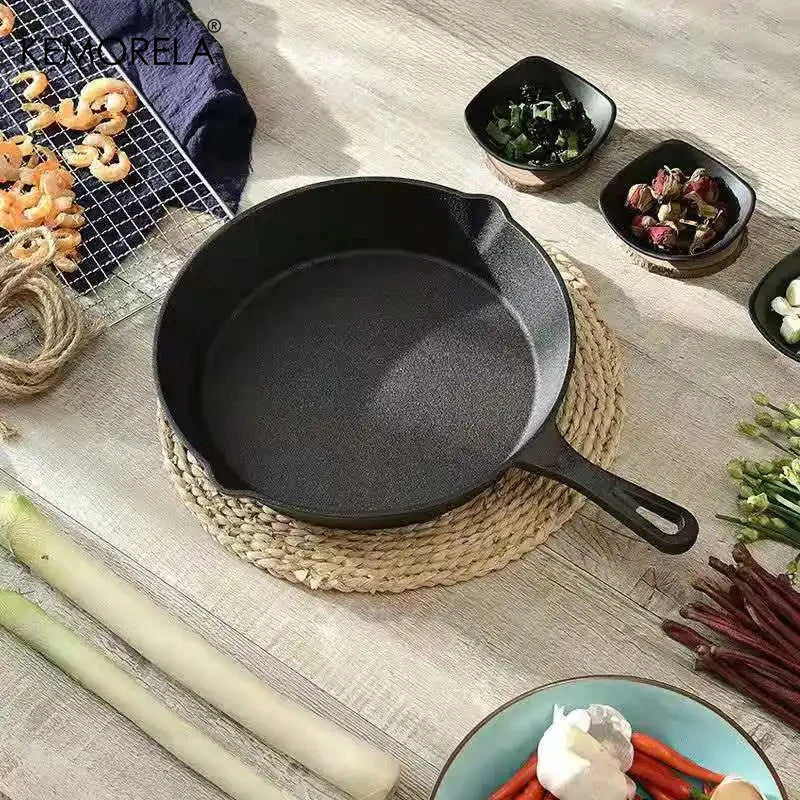 Frying Pan Cast Iron Uncoated Black Stir-Frying Kitchen Utensils