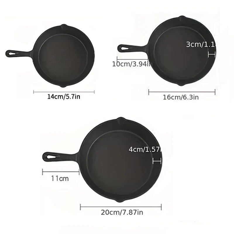 Frying Pan Cast Iron Uncoated Black Stir-Frying Kitchen Utensils