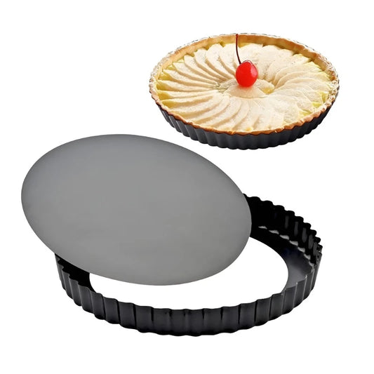 Non-Stick Tart Quiche Flan Pan Molds Round Removable Bottom Fluted