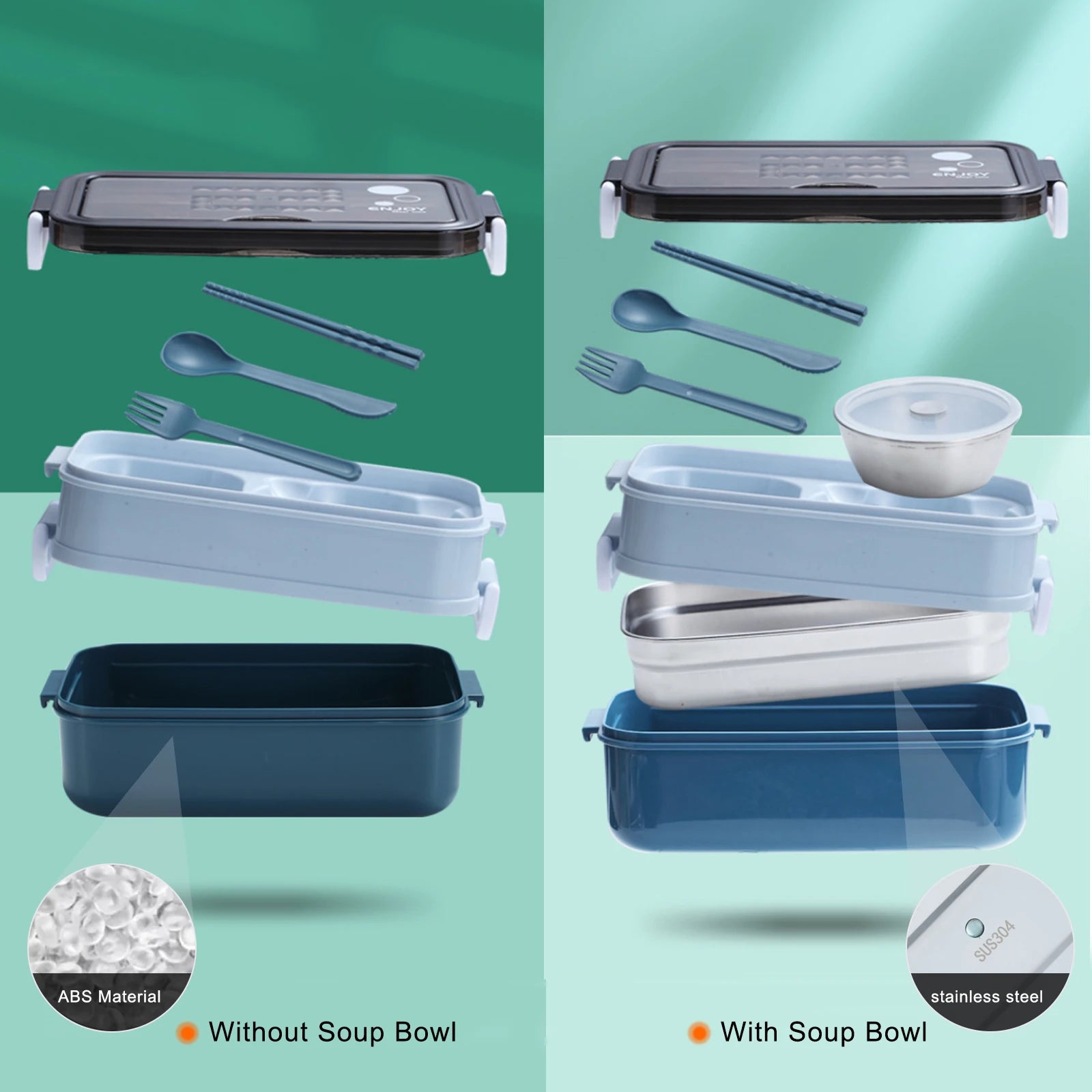 Stainless Steel Bento Lunch Box 2-Layer Microwave-Safe Food Container