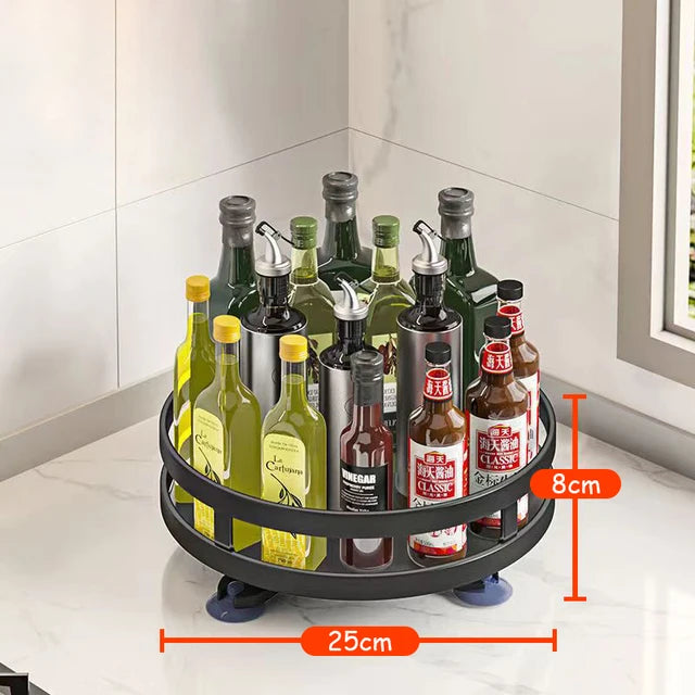 360° Spice rack rotation non-skid carbon steel tray for kitchen spices