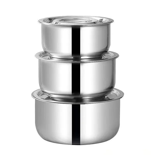 3pcs/set Stainless Steel Soup pot Stock Pot Set Stew Pot Cooking Tools