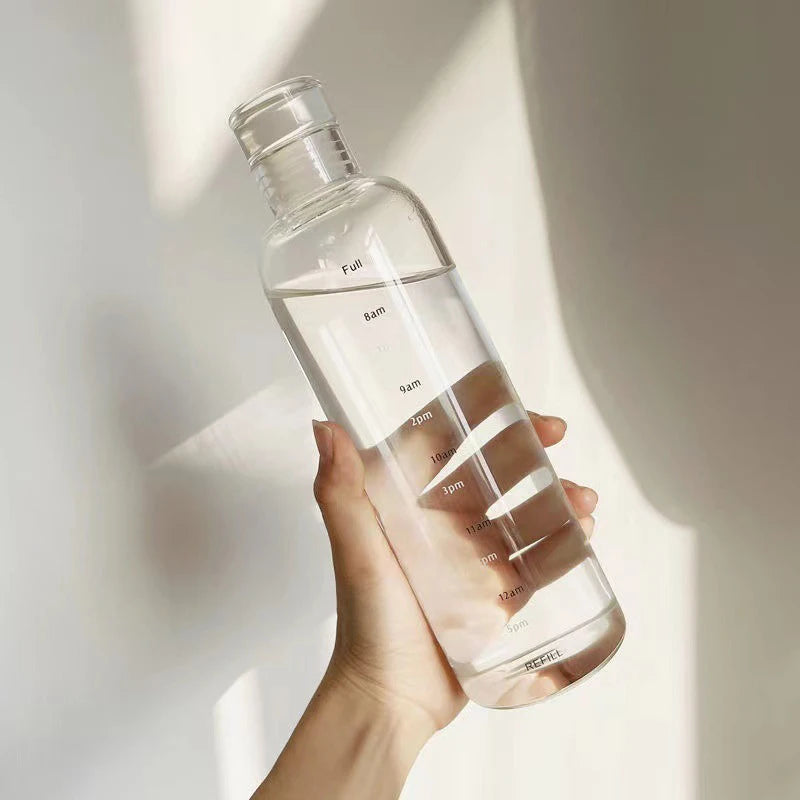 Transparent Plastic Leakproof Water Bottle with Time Marker