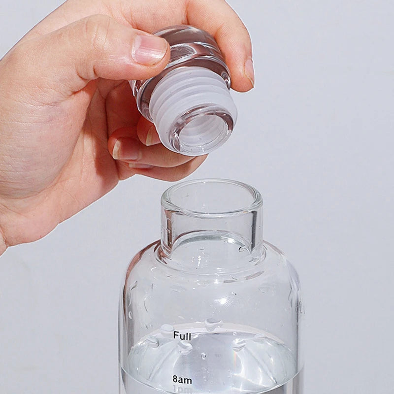 Transparent Plastic Leakproof Water Bottle with Time Marker