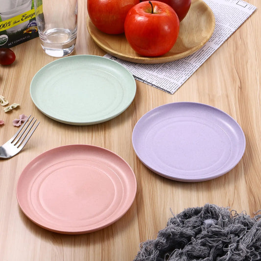 5pcs Reusable Wheat Straw Plates - Unbreakable Dinnerware