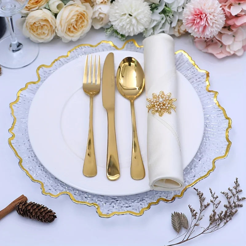 6-Piece Golden Reef Clear Charger Plates - Perfect for events