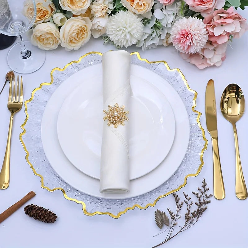 6-Piece Golden Reef Clear Charger Plates - Perfect for events