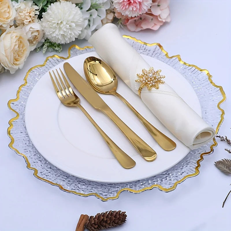 6-Piece Golden Reef Clear Charger Plates - Perfect for events