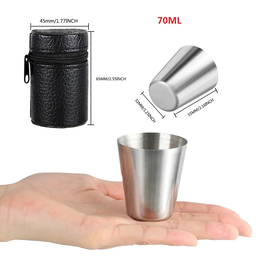 6Pcs Stainless Steel Cups Mini Set Glasses For Whisky Wine