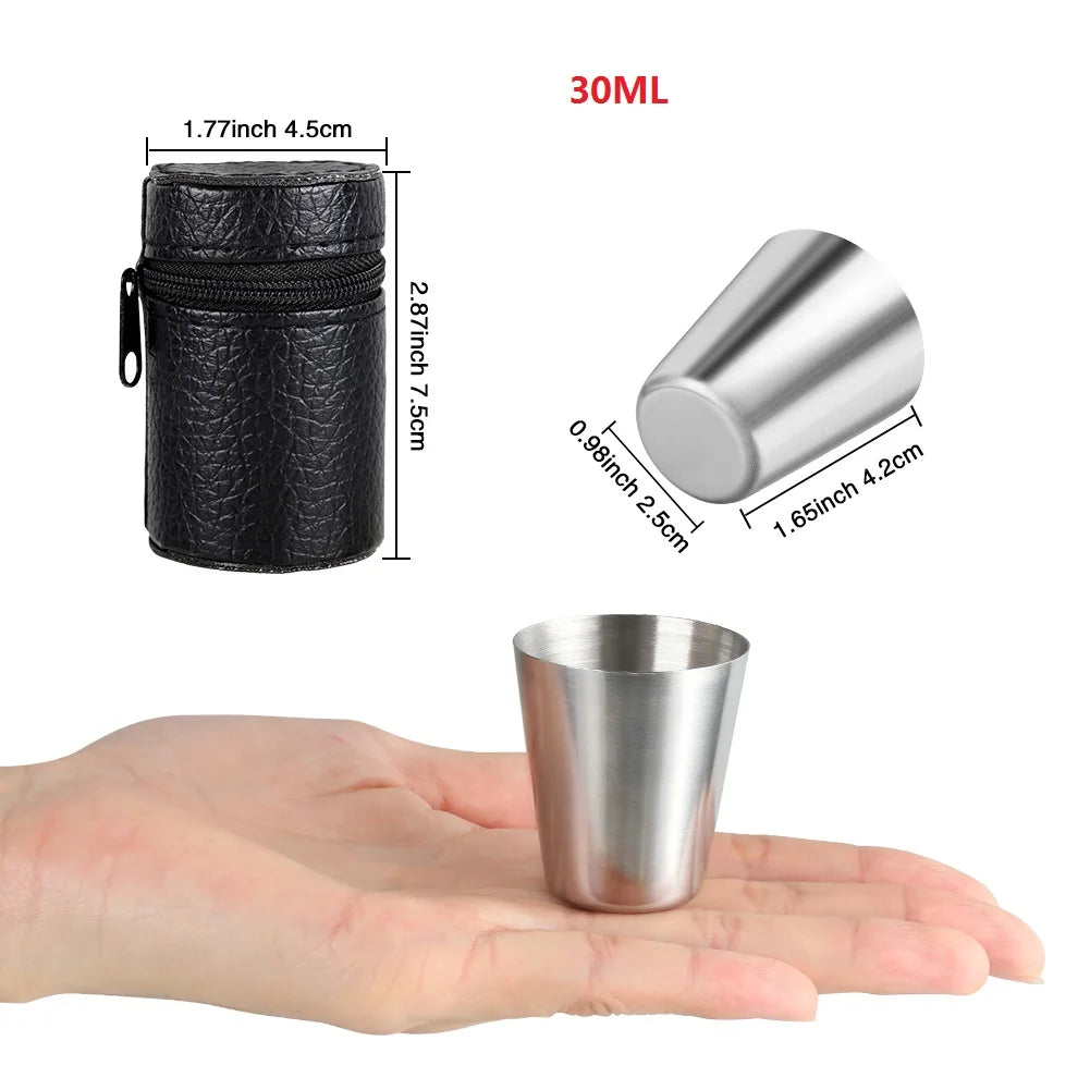 6Pcs Stainless Steel Cups Mini Set Glasses For Whisky Wine