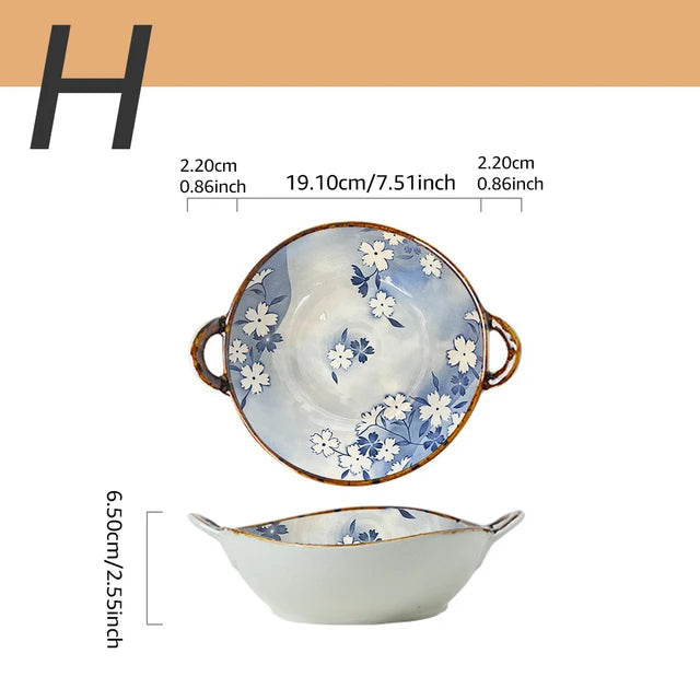 7.5-inch Japanese Ceramic Noodle Bowl - Microwave & Oven Safe