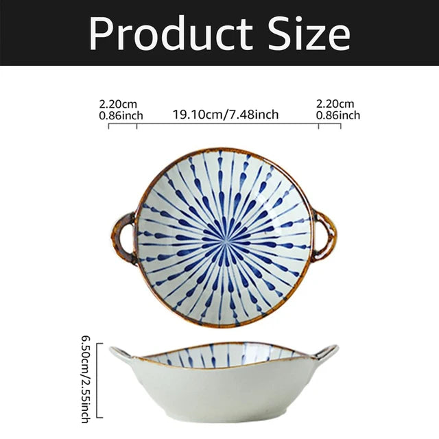 7.5-inch Japanese Ceramic Noodle Bowl - Microwave & Oven Safe