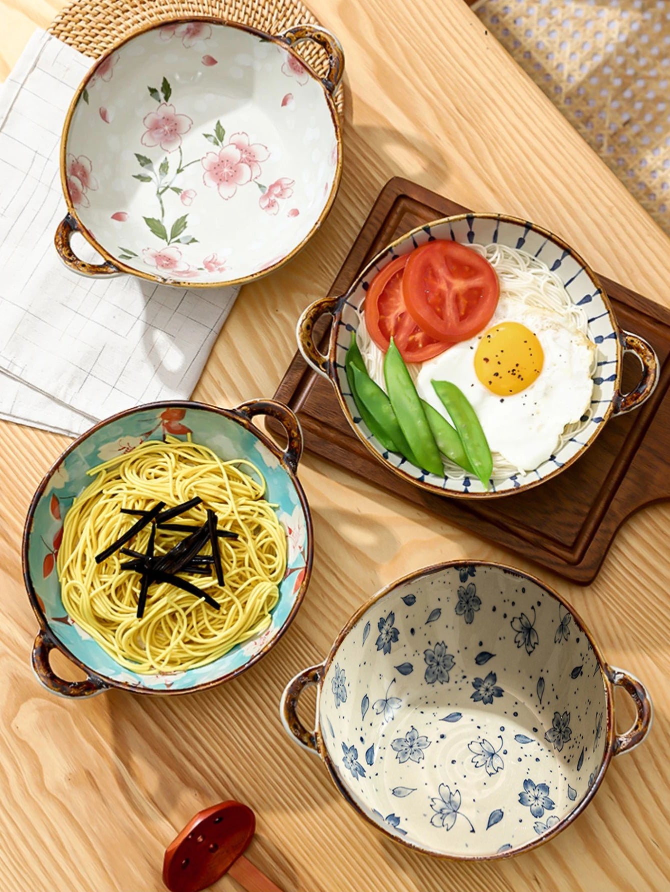 7.5-inch Japanese Ceramic Noodle Bowl - Microwave & Oven Safe