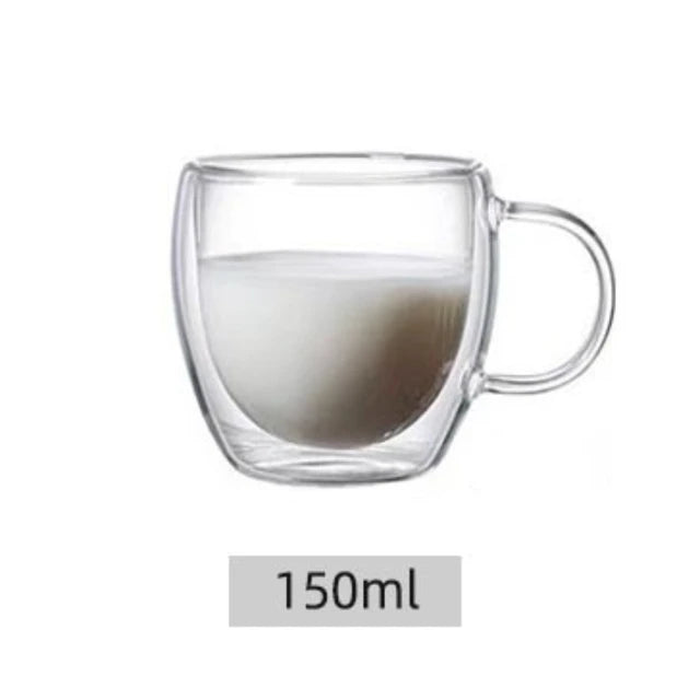 Double-Layer Glass Cup with Handle - Heat-Resistant (Egg-Shaped)