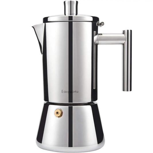 Easyworkz Diego Stovetop Espresso Maker 4-Cup Stainless Steel Moka Pot