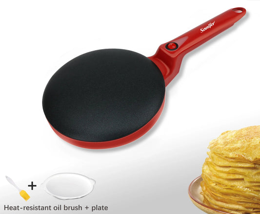 Electric Crepe Maker and Non-Stick Griddle for Pancakes and Pizzas