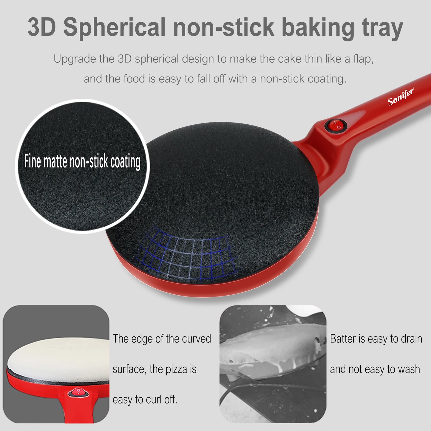 Electric Crepe Maker and Non-Stick Griddle for Pancakes and Pizzas