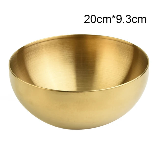 Gold Stainless Steel Fruit and Salad Bowls for Soup, Rice, and more