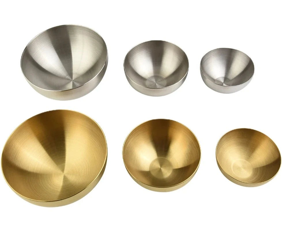 Gold Stainless Steel Fruit and Salad Bowls for Soup, Rice, and more