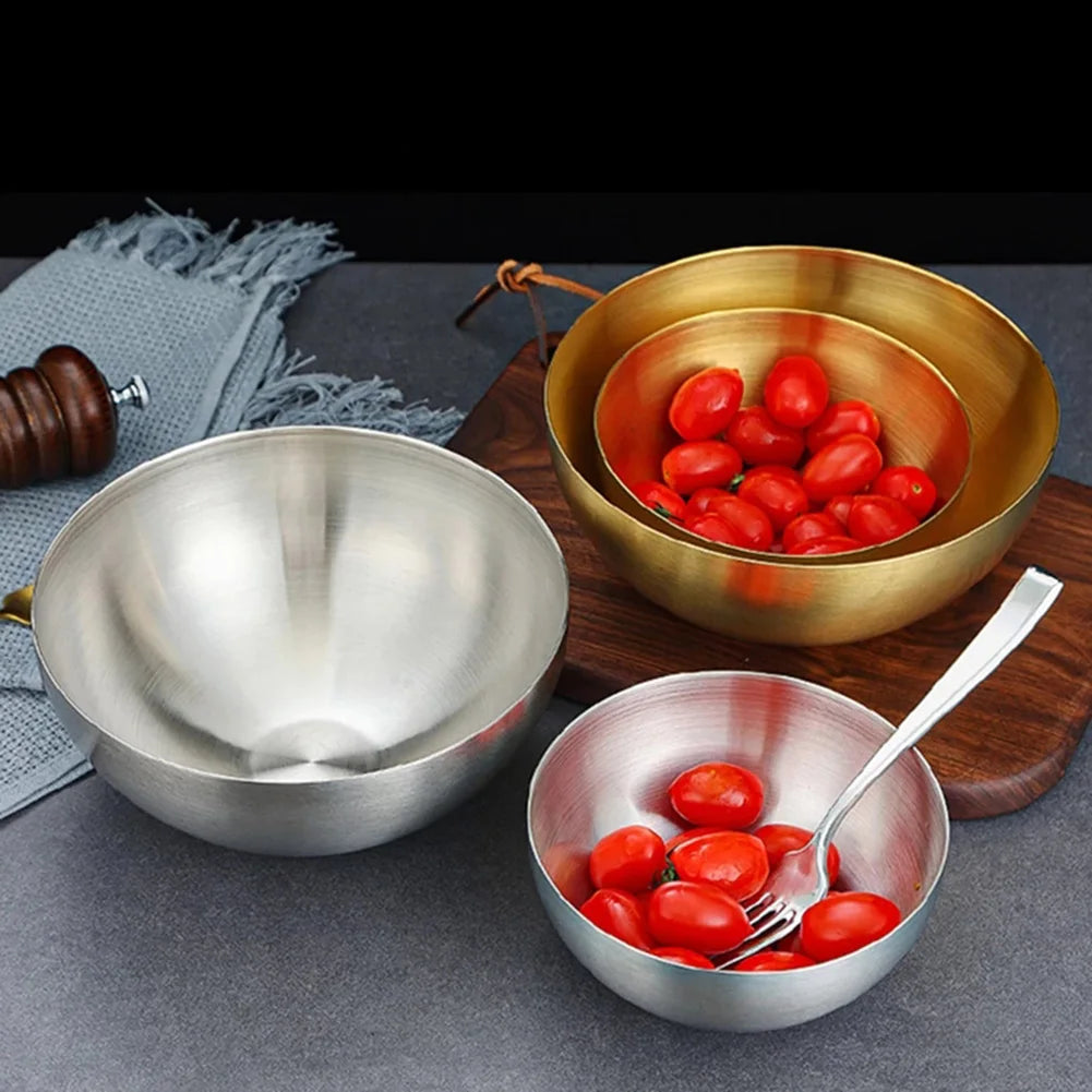 Gold Stainless Steel Fruit and Salad Bowls for Soup, Rice, and more