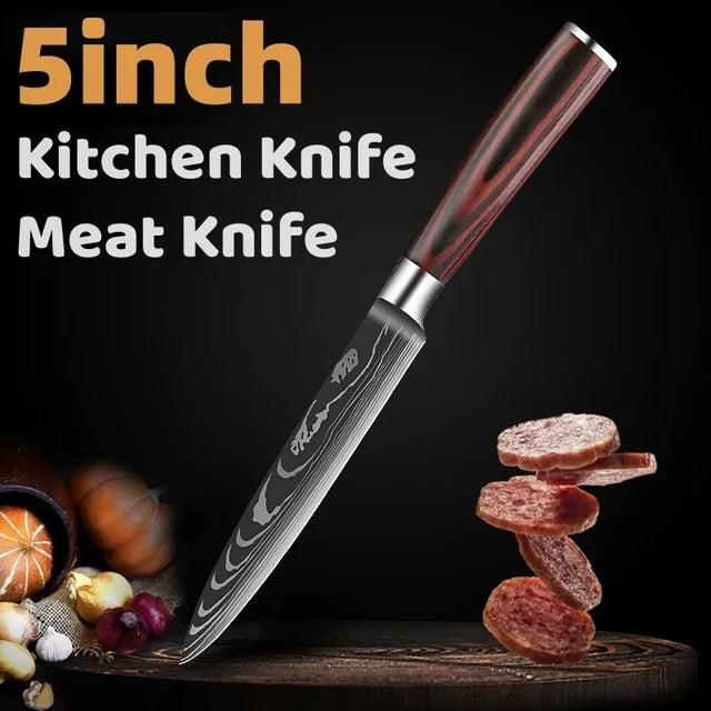 Kitchen Knife - Professional Utility Knife and Santoku Meat Cleaver.