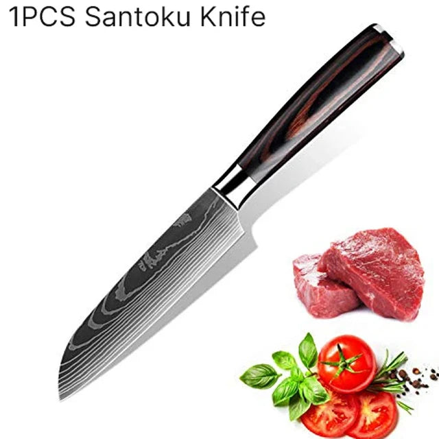 Kitchen Knife - Professional Utility Knife and Santoku Meat Cleaver.