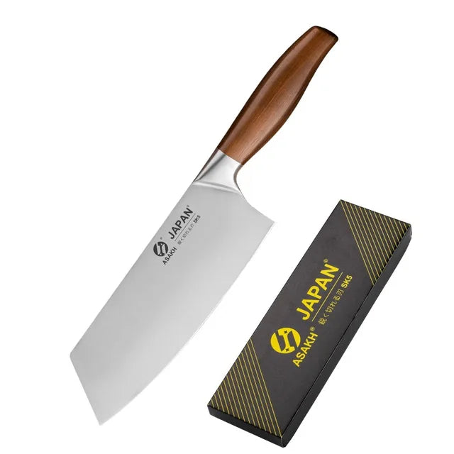 Stainless Steel Kitchen Knife Set with Cleaver and Japanese Chef Knife