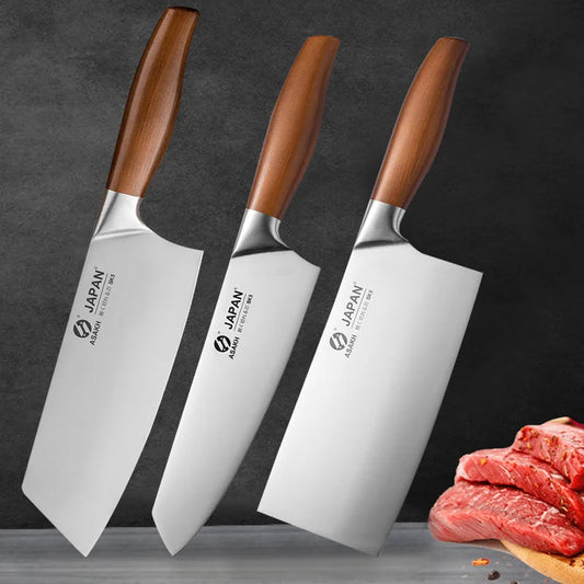 Stainless Steel Kitchen Knife Set with Cleaver and Japanese Chef Knife