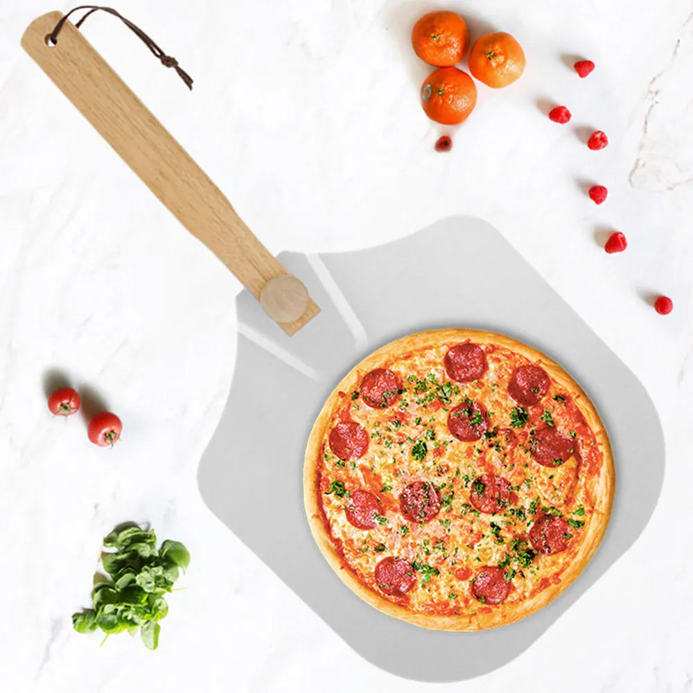 12/13-Inch Metal Pizza Peel with Foldable Wooden Handle for Pizza