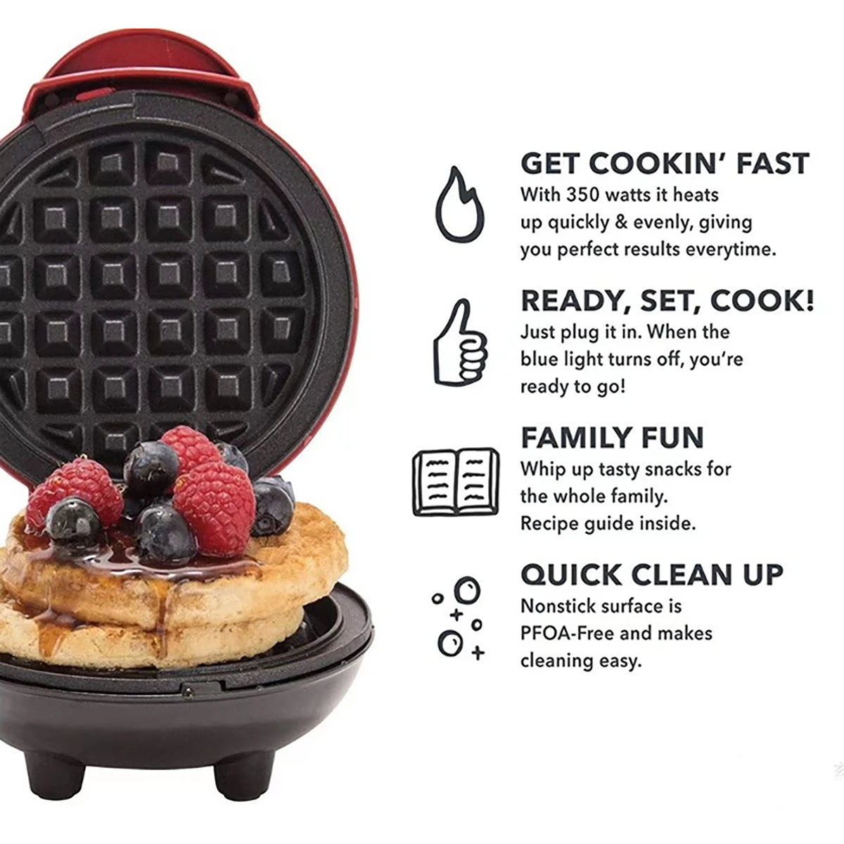 Multi-Function Double-Sided Breakfast Waffle Maker & Roaster