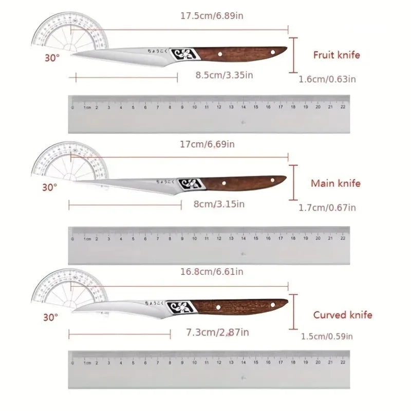 Chef Carving Knife Set: Sharp Small Kitchen Knives for Food Carving