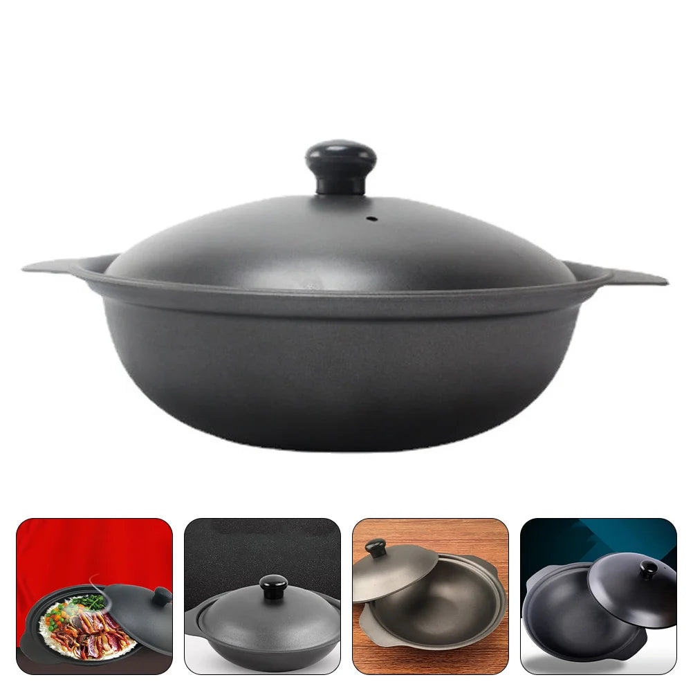 Pot Iron Cast Casserole Lid Oven Clay Pans Pan Aluminum Lids