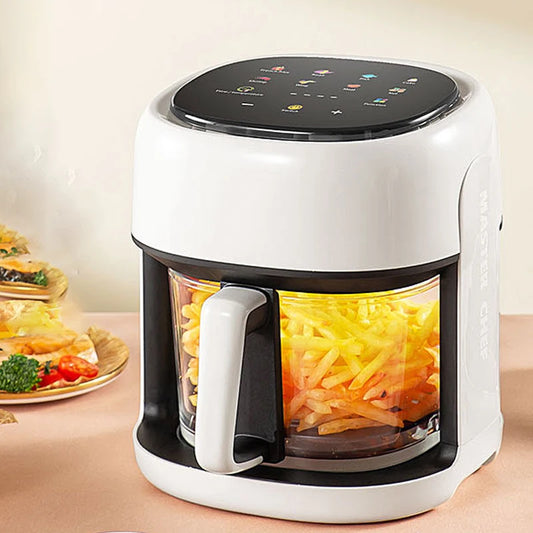 Smart Electric Air Fryer with 360° Window - 4.5L Oil-Free Cooking