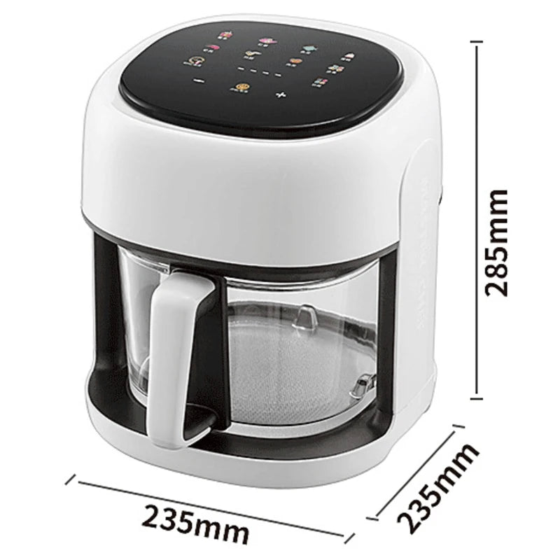 Smart Electric Air Fryer with 360° Window - 4.5L Oil-Free Cooking