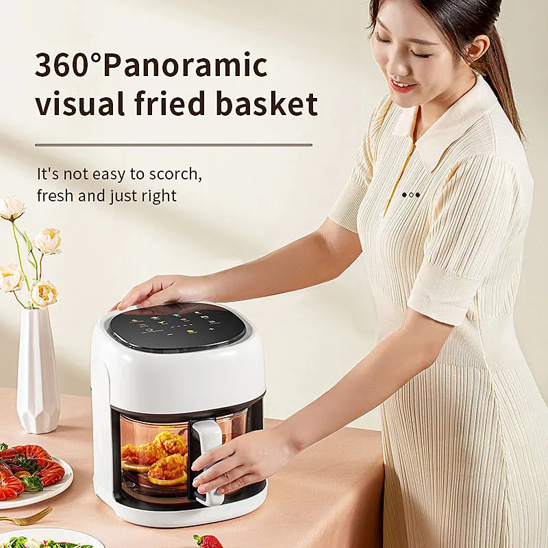 Smart Electric Air Fryer with 360° Window - 4.5L Oil-Free Cooking