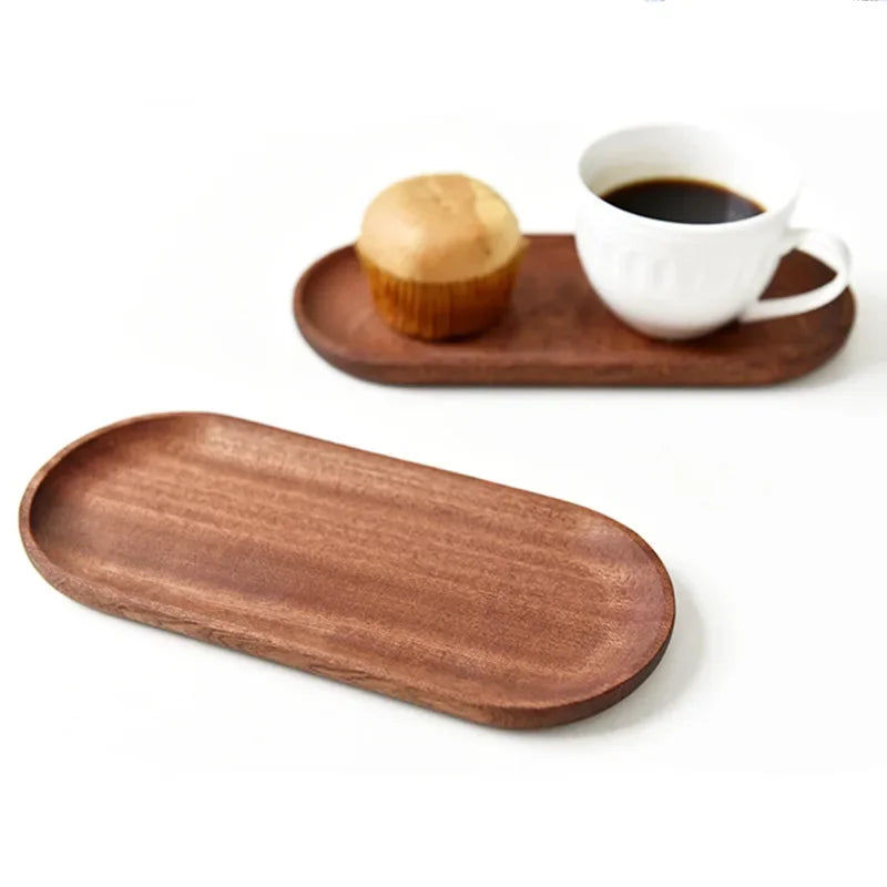 Solid Wood Oval Serving Tray for Tea, Fruit, Bread, Desserts and more