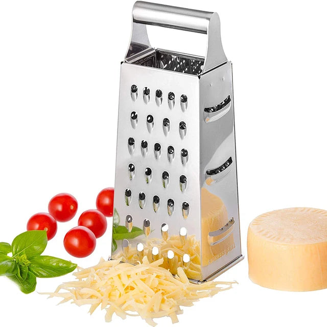 Stainless Steel 4-Sided Grater - Vegetable and Cheese Slicer