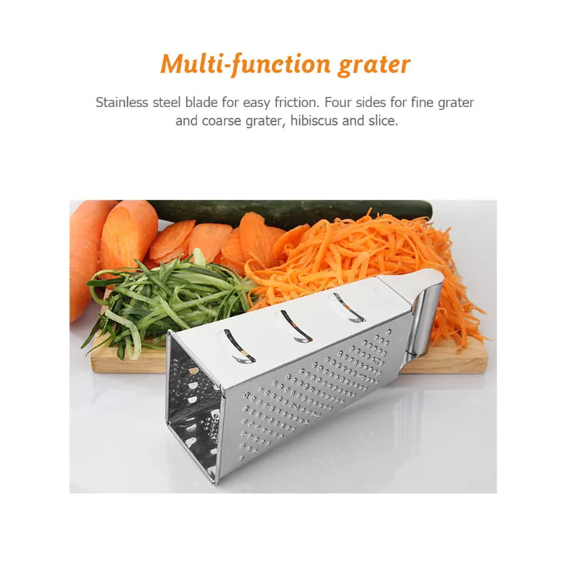 Stainless Steel 4-Sided Grater - Vegetable and Cheese Slicer