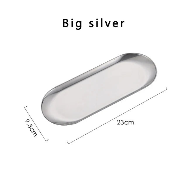 Stainless Steel Gold Oval Plate for Desserts, Snacks, and Meals.