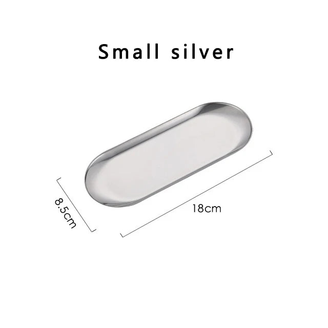 Stainless Steel Gold Oval Plate for Desserts, Snacks, and Meals.