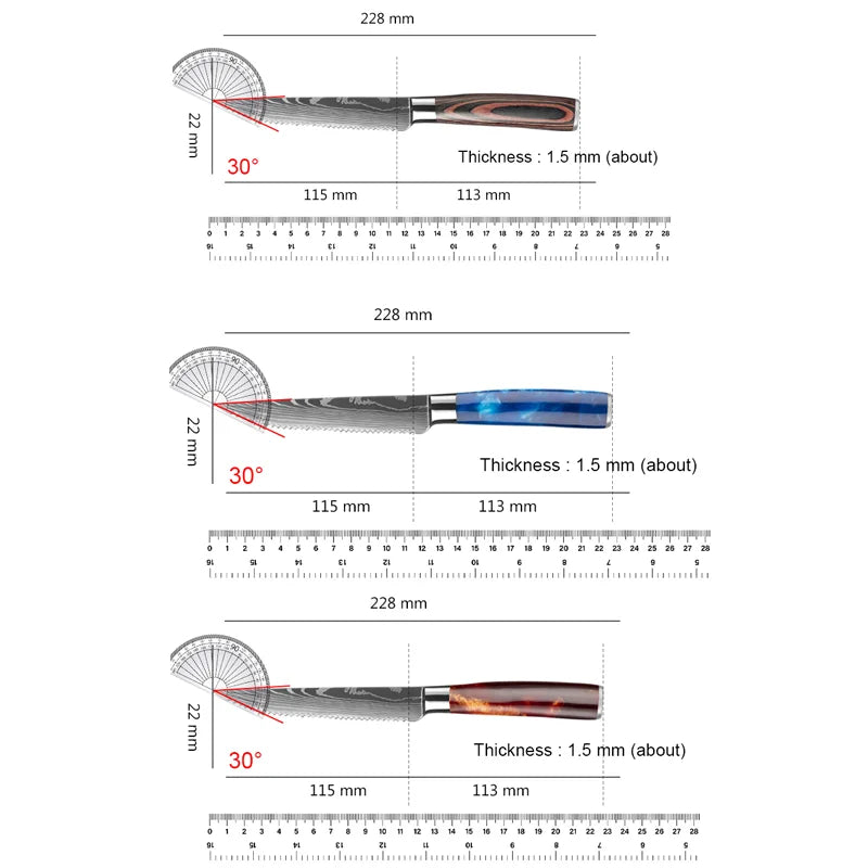 Stainless Steel Steak Knife Sharp Blade for Kitchen and Filleting