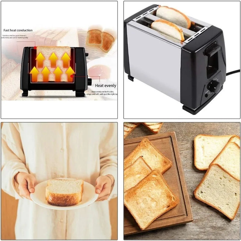 Stainless Steel Toaster with Extra-Wide Slots and One-Click Cancel